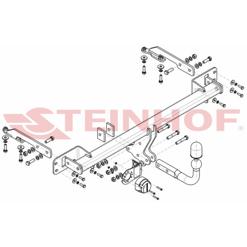H-071 STEINHOF Фаркоп на Honda HR-V 2015-2021. Требуется подрезка бампера. Тип шара: A. Нагрузки: 1450/80 кг, масса фаркопа 17,3 кг (без электрики в комплекте)
