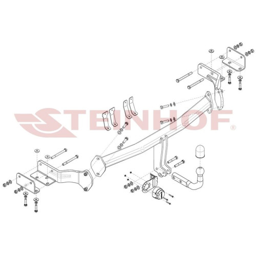 H-229 STEINHOF Фаркоп на Hyundai ix55 2WD/4WD 2008-2012. Требуется подрезка бампера. Тип шара: A. Нагрузки: 3200/140 кг, масса фаркопа 27,9 кг (без электрики в комплекте)