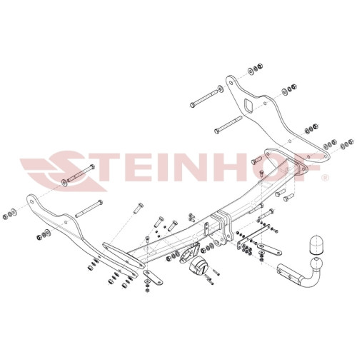 H-292 STEINHOF Фаркоп на Hyundai Staria 2022-. Требуется подрезка бампера. Тип шара: A. Нагрузки: 2500/120 кг, масса фаркопа 25,2 кг (без электрики в комплекте)