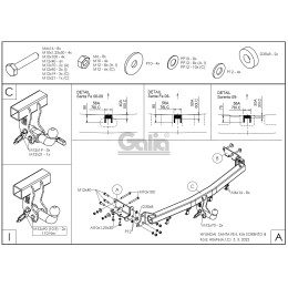 H069C GALIA Полностью оцинкованный фаркоп на Hyundai Santa Fe 2006-2012, Kia Sorento 2009-2012. Тип шара: C (горизонтальный съемный). Подрезка бампера. Нагрузки: 2500/100 кг
