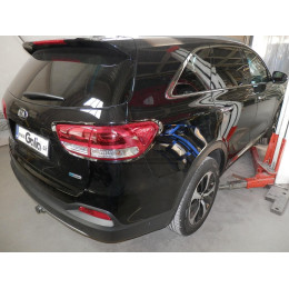 H091A GALIA Полностью оцинкованный фаркоп на Hyundai Santa Fe 2012-2018, 2018-2021, Kia Sorento 2012-2015, 2015-2020. Подрозетник убирается за бампер. Тип шара: A. Подрезка бампе