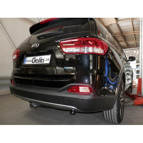 H091A GALIA Полностью оцинкованный фаркоп на Hyundai Santa Fe 2012-2018, 2018-2021, Kia Sorento 2012-2015, 2015-2020. Подрозетник убирается за бампер. Тип шара: A. Подрезка бампера. Нагрузки: 2600/120 кг, масса фаркопа 17,22 кг