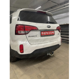 H091A GALIA Полностью оцинкованный фаркоп на Hyundai Santa Fe 2012-2018, 2018-2021, Kia Sorento 2012-2015, 2015-2020. Подрозетник убирается за бампер. Тип шара: A. Подрезка бампе
