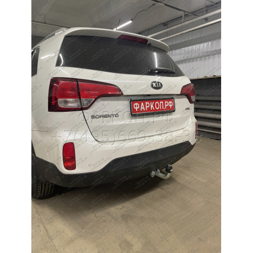 H091A GALIA Полностью оцинкованный фаркоп на Hyundai Santa Fe 2012-2018, 2018-2021, Kia Sorento 2012-2015, 2015-2020. Подрозетник убирается за бампер. Тип шара: A. Подрезка бампера. Нагрузки: 2600/120 кг, масса фаркопа 17,22 кг