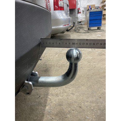 H091A GALIA Полностью оцинкованный фаркоп на Hyundai Santa Fe 2012-2018, 2018-2021, Kia Sorento 2012-2015, 2015-2020. Подрозетник убирается за бампер. Тип шара: A. Подрезка бампера. Нагрузки: 2600/120 кг, масса фаркопа 17,22 кг