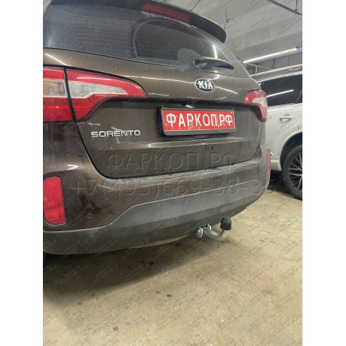 H091A GALIA Полностью оцинкованный фаркоп на Hyundai Santa Fe 2012-2018, 2018-2021, Kia Sorento 2012-2015, 2015-2020. Подрозетник убирается за бампер. Тип шара: A. Подрезка бампера. Нагрузки: 2600/120 кг, масса фаркопа 17,22 кг