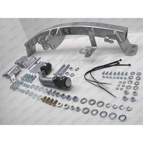 H091A GALIA Полностью оцинкованный фаркоп на Hyundai Santa Fe 2012-2018, 2018-2021, Kia Sorento 2012-2015, 2015-2020. Подрозетник убирается за бампер. Тип шара: A. Подрезка бампера. Нагрузки: 2600/120 кг, масса фаркопа 17,22 кг