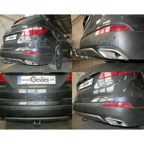H094C GALIA Полностью оцинкованный фаркоп на Hyundai Grand Santa Fe 2014-2018. Подрозетник убирается за бампер. Тип шара: C (горизонтальный съемный). Невидимый вырез бампера. Нагрузки: 2500/100 кг, масса фаркопа 19,67 кг