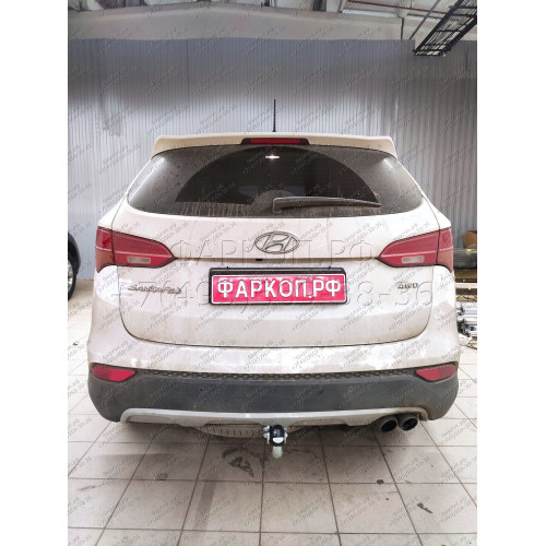 H091A GALIA Полностью оцинкованный фаркоп на Hyundai Santa Fe 2012-2018, 2018-2021, Kia Sorento 2012-2015, 2015-2020. Подрозетник убирается за бампер. Тип шара: A. Подрезка бампера. Нагрузки: 2600/120 кг, масса фаркопа 17,22 кг