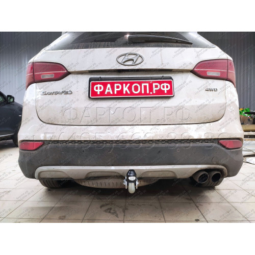 H091A GALIA Полностью оцинкованный фаркоп на Hyundai Santa Fe 2012-2018, 2018-2021, Kia Sorento 2012-2015, 2015-2020. Подрозетник убирается за бампер. Тип шара: A. Подрезка бампера. Нагрузки: 2600/120 кг, масса фаркопа 17,22 кг