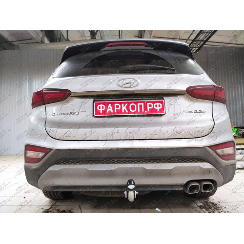 H091A GALIA Полностью оцинкованный фаркоп на Hyundai Santa Fe 2012-2018, 2018-2021, Kia Sorento 2012-2015, 2015-2020. Подрозетник убирается за бампер. Тип шара: A. Подрезка бампера. Нагрузки: 2600/120 кг, масса фаркопа 17,22 кг