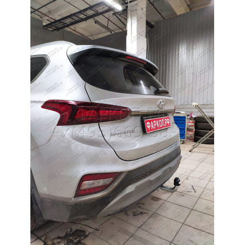 H091A GALIA Полностью оцинкованный фаркоп на Hyundai Santa Fe 2012-2018, 2018-2021, Kia Sorento 2012-2015, 2015-2020. Подрозетник убирается за бампер. Тип шара: A. Подрезка бампера. Нагрузки: 2600/120 кг, масса фаркопа 17,22 кг