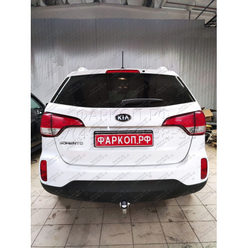 H091A GALIA Полностью оцинкованный фаркоп на Hyundai Santa Fe 2012-2018, 2018-2021, Kia Sorento 2012-2015, 2015-2020. Подрозетник убирается за бампер. Тип шара: A. Подрезка бампера. Нагрузки: 2600/120 кг, масса фаркопа 17,22 кг