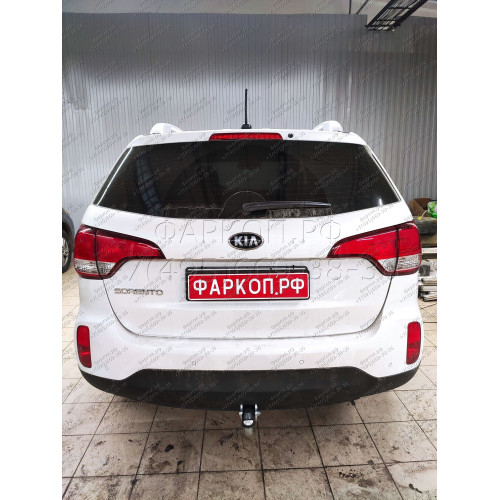H091A GALIA Полностью оцинкованный фаркоп на Hyundai Santa Fe 2012-2018, 2018-2021, Kia Sorento 2012-2015, 2015-2020. Подрозетник убирается за бампер. Тип шара: A. Подрезка бампера. Нагрузки: 2600/120 кг, масса фаркопа 17,22 кг