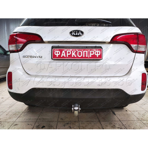 H091A GALIA Полностью оцинкованный фаркоп на Hyundai Santa Fe 2012-2018, 2018-2021, Kia Sorento 2012-2015, 2015-2020. Подрозетник убирается за бампер. Тип шара: A. Подрезка бампера. Нагрузки: 2600/120 кг, масса фаркопа 17,22 кг