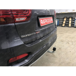 H091A GALIA Полностью оцинкованный фаркоп на Hyundai Santa Fe 2012-2018, 2018-2021, Kia Sorento 2012-2015, 2015-2020. Подрозетник убирается за бампер. Тип шара: A. Подрезка бампе