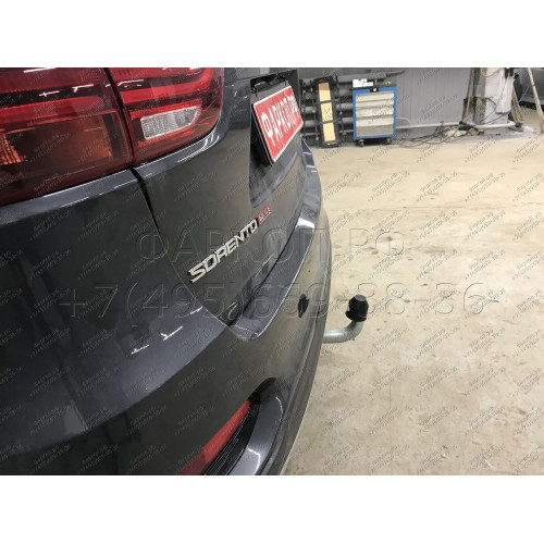 H091A GALIA Полностью оцинкованный фаркоп на Hyundai Santa Fe 2012-2018, 2018-2021, Kia Sorento 2012-2015, 2015-2020. Подрозетник убирается за бампер. Тип шара: A. Подрезка бампера. Нагрузки: 2600/120 кг, масса фаркопа 17,22 кг