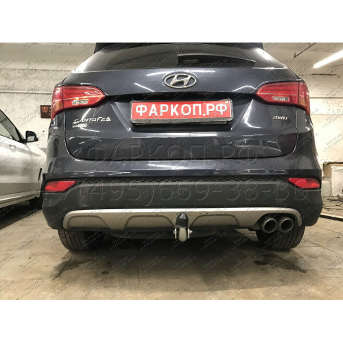H091A GALIA Полностью оцинкованный фаркоп на Hyundai Santa Fe 2012-2018, 2018-2021, Kia Sorento 2012-2015, 2015-2020. Подрозетник убирается за бампер. Тип шара: A. Подрезка бампера. Нагрузки: 2600/120 кг, масса фаркопа 17,22 кг