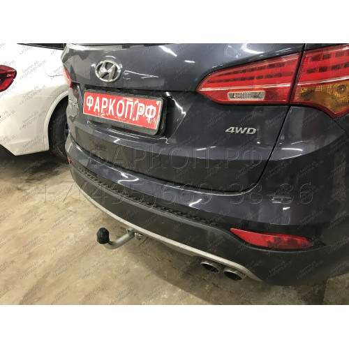 H091A GALIA Полностью оцинкованный фаркоп на Hyundai Santa Fe 2012-2018, 2018-2021, Kia Sorento 2012-2015, 2015-2020. Подрозетник убирается за бампер. Тип шара: A. Подрезка бампера. Нагрузки: 2600/120 кг, масса фаркопа 17,22 кг