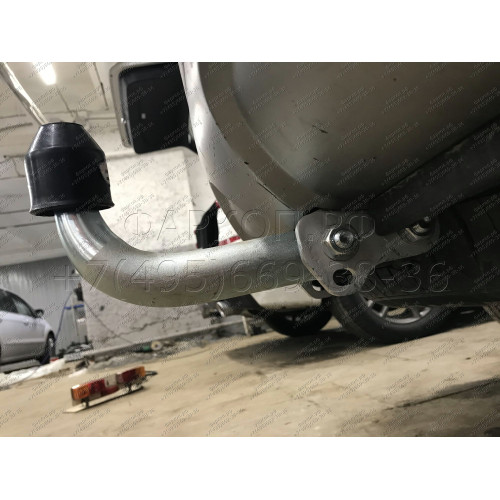 H091A GALIA Полностью оцинкованный фаркоп на Hyundai Santa Fe 2012-2018, 2018-2021, Kia Sorento 2012-2015, 2015-2020. Подрозетник убирается за бампер. Тип шара: A. Подрезка бампера. Нагрузки: 2600/120 кг, масса фаркопа 17,22 кг