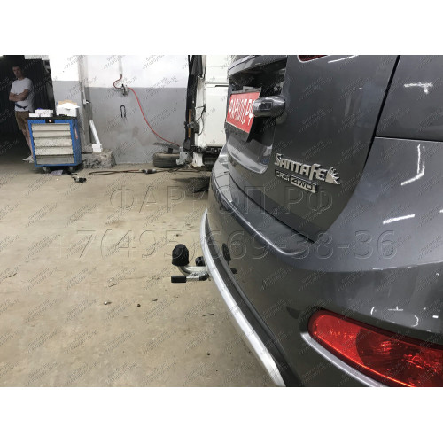 H069C GALIA Полностью оцинкованный фаркоп на Hyundai Santa Fe 2006-2012, Kia Sorento 2009-2012. Тип шара: C (горизонтальный съемный). Подрезка бампера. Нагрузки: 2500/100 кг, масса фаркопа 20,37 кг