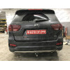H091A GALIA Полностью оцинкованный фаркоп на Hyundai Santa Fe 2012-2018, 2018-2021, Kia Sorento 2012-2015, 2015-2020. Подрозетник убирается за бампер. Тип шара: A. Подрезка бампера. Нагрузки: 2600/120 кг, масса фаркопа 17,22 кг