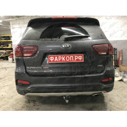 H091A GALIA Полностью оцинкованный фаркоп на Hyundai Santa Fe 2012-2018, 2018-2021, Kia Sorento 2012-2015, 2015-2020. Подрозетник убирается за бампер. Тип шара: A. Подрезка бампе