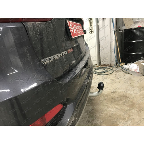 H091A GALIA Полностью оцинкованный фаркоп на Hyundai Santa Fe 2012-2018, 2018-2021, Kia Sorento 2012-2015, 2015-2020. Подрозетник убирается за бампер. Тип шара: A. Подрезка бампера. Нагрузки: 2600/120 кг, масса фаркопа 17,22 кг