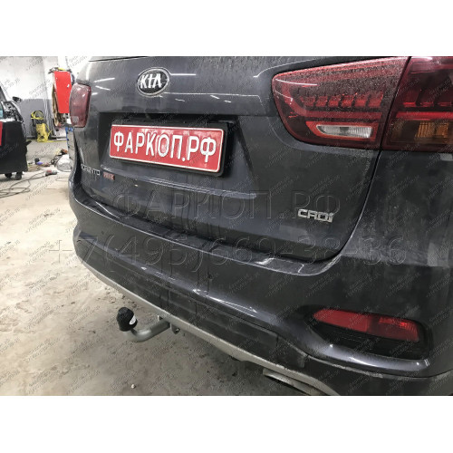 H091A GALIA Полностью оцинкованный фаркоп на Hyundai Santa Fe 2012-2018, 2018-2021, Kia Sorento 2012-2015, 2015-2020. Подрозетник убирается за бампер. Тип шара: A. Подрезка бампера. Нагрузки: 2600/120 кг, масса фаркопа 17,22 кг
