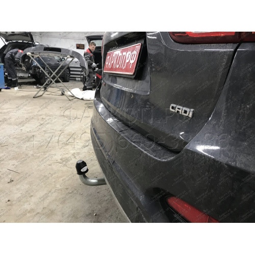 H091A GALIA Полностью оцинкованный фаркоп на Hyundai Santa Fe 2012-2018, 2018-2021, Kia Sorento 2012-2015, 2015-2020. Подрозетник убирается за бампер. Тип шара: A. Подрезка бампера. Нагрузки: 2600/120 кг, масса фаркопа 17,22 кг