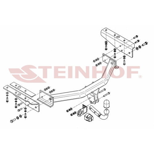 J-054 STEINHOF Фаркоп на Dodge Nitro 2007-2011, Jeep Cherokee KK 2008-2013, кроме авто с запаской 20