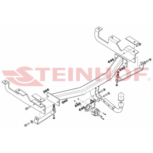 J-060 STEINHOF Фаркоп на Jeep Grand Cherokee WJ 1999-2005. Требуется подрезка бампера. Тип шара: A. Нагрузки: 3500/140 кг, масса фаркопа 23,45 кг (без электрики в комплекте)