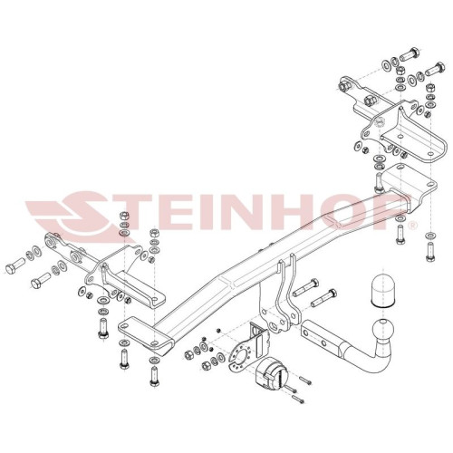 J-073 STEINHOF Фаркоп на Jeep Compass (также Hybrid) 2017-, Jeep Renegade (кроме Trailhawk) 2014-2017, 2017-, FIAT 500X 2014-2017, FIAT 500X Series 2 2017-. Требуется подрезка бампера. Тип шара: A. Нагрузки: 1900/110 кг, масса фаркопа 17,9 кг (без электри