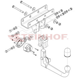 J-082 STEINHOF Фаркоп на Jeep Wrangler JL (кроме AdBlue) 2018- без снятия и подрезки бампера. Тип шара: AV (вертикальное быстросъемное крепление шара на ключе). На