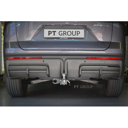 JDA-23-991122.00 PT GROUP Фаркоп на Jetour Dashing 2023- без подрезки бампера. Тип шара: E (легкосъемный шар под квадрат). Нагрузки: 1000/75 кг, масса фаркопа 20,6 кг (без электрики в комплекте)