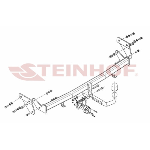 K-049 STEINHOF Фаркоп на Kia Rio седан 2013-2017 без снятия и подрезки бампера. Тип шара: A. Нагрузки: 1200/75 кг, масса фаркопа 21,4 кг (без электрики в комплекте)