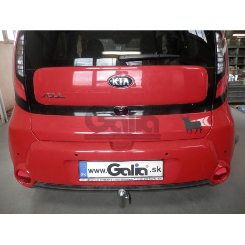 K041A GALIA Полностью оцинкованный фаркоп на Kia Soul 2014-2019. Подрозетник убирается за бампер. Тип шара: A. Установка без снятия и выреза бампера. Нагрузки: 1400/80 кг, масса фаркопа 15,02 кг