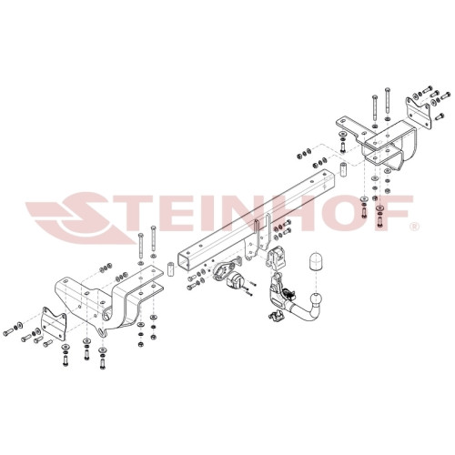 L-172 STEINHOF Фаркоп на Lexus RX 450h 2019-2022. Требуется подрезка бампера. Тип шара: AV (вертикальное быстросъемное крепление шара на ключе). Нагрузки: 2100/120 кг, масса фаркопа 40,7 кг (без электрики в комплекте)