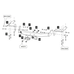 LS02 BALTEX Фаркоп на Toyota Highlander XU20 2001-2007, Lexus RX XU30 2003-2009 без снятия и выреза бампера. Тип шара: F. Нагрузки: 1800/75 кг, масса фаркопа 17 кг (без электрики в