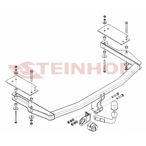 M-024 STEINHOF Фаркоп на Mazda 6 универсал GY 01/2003-2008. Требуется подрезка бампера. Тип шара: A. Нагрузки: 1800/75 кг, масса фаркопа 22 кг (без электрики в комплекте)