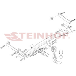 M-058 STEINHOF Фаркоп на Mazda 3 хетчбек 5 дверей 2013-2019. Требуется подрезка бампера. Тип шара: AV (вертикальное быстросъемное крепление шара на ключе). Н