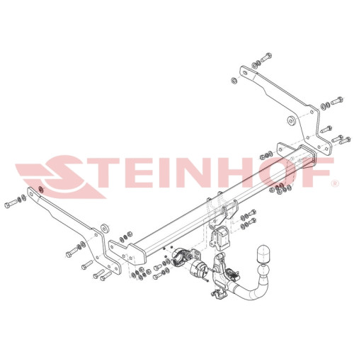 M-069 STEINHOF Фаркоп на Mazda CX-60 2022- без подрезки бампера. Тип шара: AV (вертикальное быстросъемное крепление шара на ключе). Нагрузки: 2500/120 кг (без электрики в комплекте)