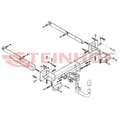 M-143 STEINHOF Фаркоп на Mercedes GL-Class x166 2012-2016, Mercedes GLS-Class x166 2016-2019, Mercedes GL-Class x164 2006-2012 без подрезки бампера. Тип шара: AV (вертикальное быстросъемное крепление шара на ключе). Нагрузки: 3500/140 кг, масса фаркопа 33