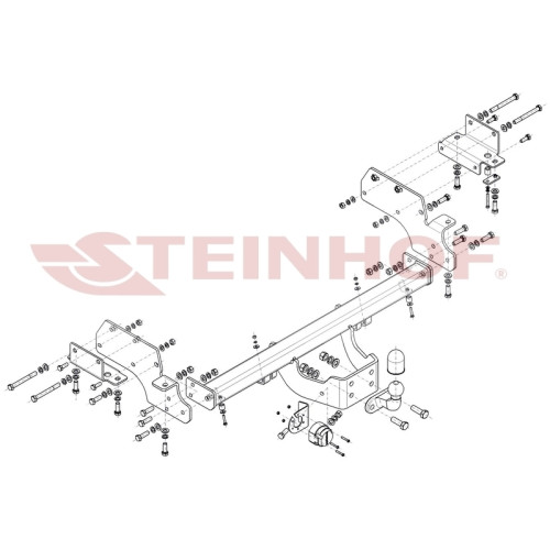 M-347 STEINHOF Фаркоп на Mitsubishi Pajero III V70 5 дверей 2000-2007. Требуется подрезка бампера. Тип шара: F. Нагрузки: 3300/140 кг, масса фаркопа 29,2 кг (без электрики в комплекте)