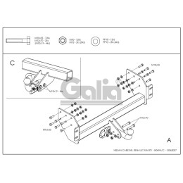 N049C GALIA Полностью оцинкованный фаркоп на Nissan Cabstar платформа 2006-2013, Renault Maxity платформа 2006-2013. Тип шара: C (горизонтальный съемный). Без выреза ба