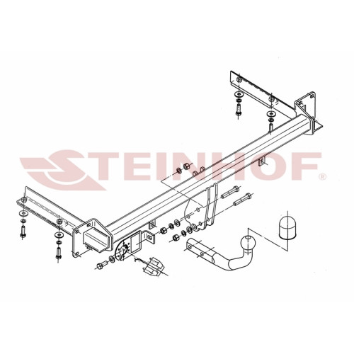 O-140 STEINHOF Фаркоп на Opel Astra III (H) универсал 10/2004-2010 без подрезки бампера. Тип шара: A. Нагрузки: 1650/75 кг, масса фаркопа 18,8 кг (без электрики в комплекте)