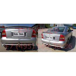 O008C GALIA Полностью оцинкованный фаркоп на Opel Astra G хетчбек 3/5 дверей, седан, купе, кабриолет 1998-2004, номерной знак на задней двери. Тип шара: C (гор