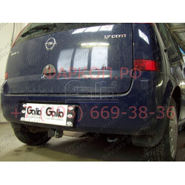 O044C GALIA Полностью оцинкованный фаркоп на Opel Meriva A 2003-2010. Подрозетник убирается за бампер. Тип шара: C (горизонтальный съемный). Невидимый вырез
