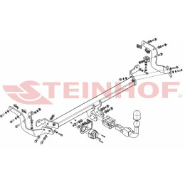 P-051 STEINHOF Фаркоп на Peugeot 2008 2012-2019 без подрезки бампера. Тип шара: AH (горизонтальное быстросъемное крепление шара на ключе). Нагрузки: 1300/60 кг, ма