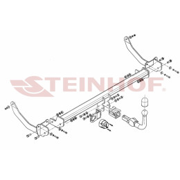 P-053 STEINHOF Фаркоп на Peugeot 308 универсал 2008-2014 без снятия и подрезки бампера. Тип шара: AH (горизонтальное быстросъемное крепление шара на ключе). Н